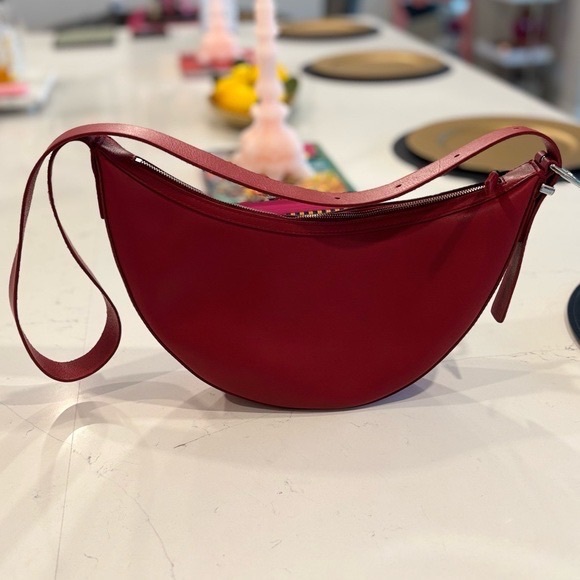 Madewell Handbags - Madewell Essential Sling Crescent Leather Bag - Red